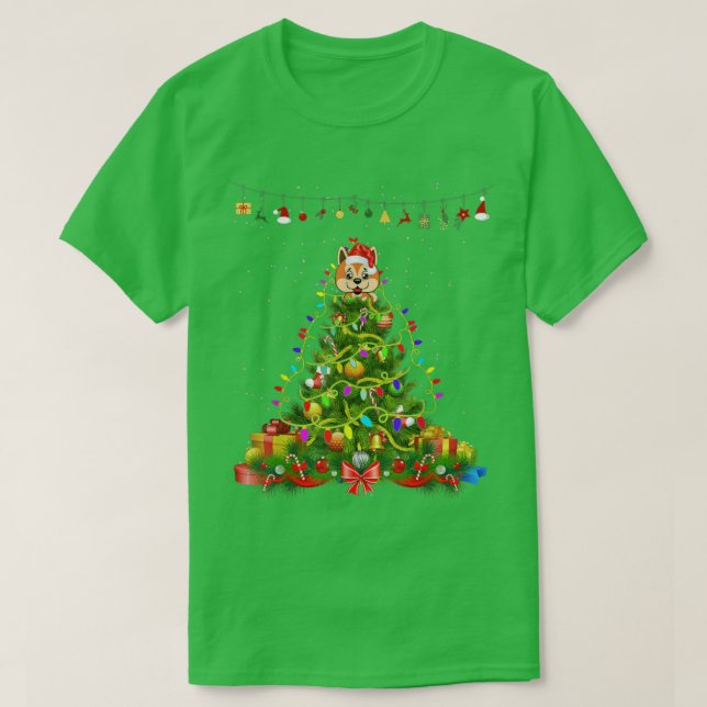 Christmas Tree Lights Akita Dog Gift Lover Tee  (Design Front)