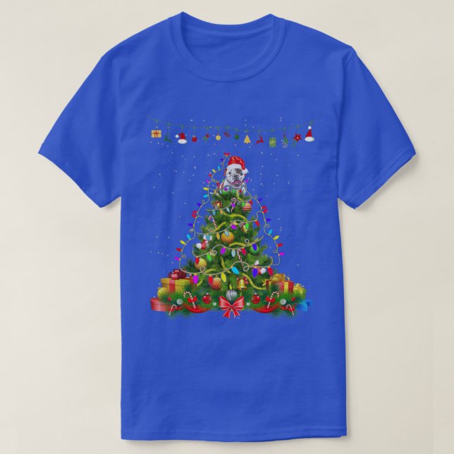 Christmas Tree Lights American Bulldog Dog Gift Lo T-Shirt (Design Front)