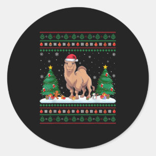 Christmas Tree Lights Bactrian Camel Santa Ugly Xm Classic Round Sticker