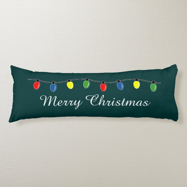 Christmas tree lights body pillow with custom text (Front)