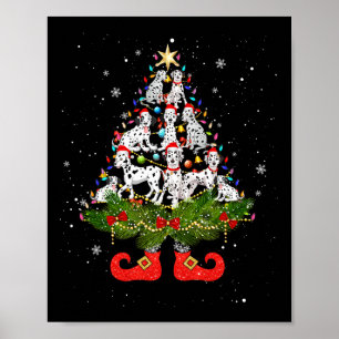 Christmas Tree Lights Cute Santa Hat Dog Lover Poster