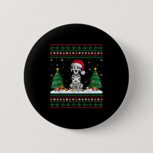 Christmas Tree Lights Dalmatian Dog Santa Ugly Xma 6 Cm Round Badge