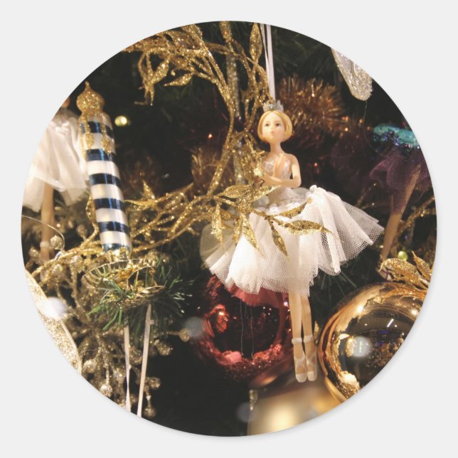 Christmas Tree Lights Glaskugeln Classic Round Sticker (Front)