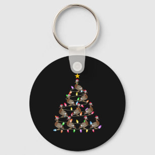 Christmas Tree Lights Men Women Santa Muscovy Duck Key Ring
