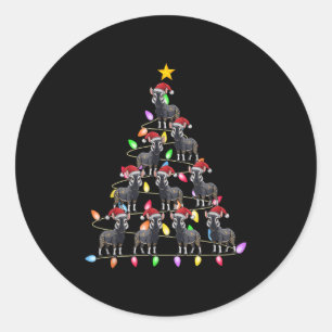 Christmas Tree Lights Men Women Santa Oka Xmas Pjs Classic Round Sticker