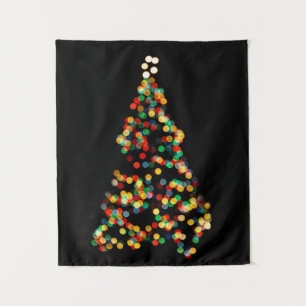 Christmas Tree Lights Nighttime Bokeh Tapestry