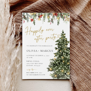 Christmas Tree Lights Pine Winter After Party Invitation