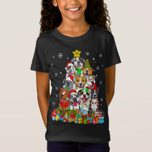 Christmas Tree Lights Pitbull Dog Lover Xmas Pajam T-Shirt