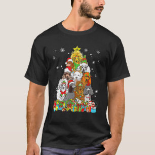 Christmas Tree Lights Poodle Dog Xmas Pajama T-Shirt