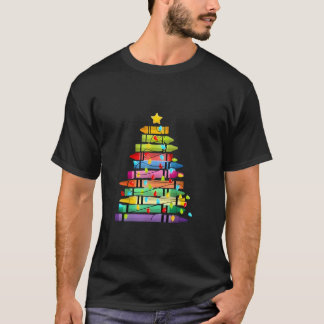 Christmas Tree Lights Teacher Crayon Student Schoo T-Shirt