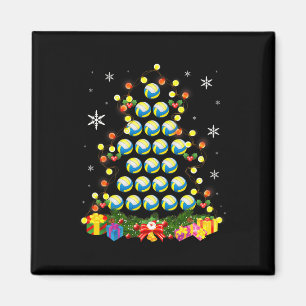 Christmas Tree Lights Volleyball Ball Santa Hat Xm Magnet