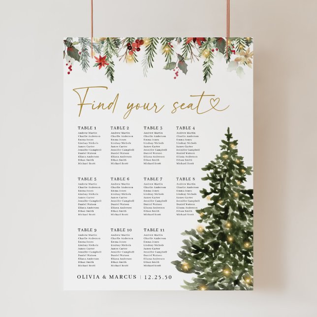 Christmas Tree Lights Wedding Seating Chart Poster (Creator Uploaded)