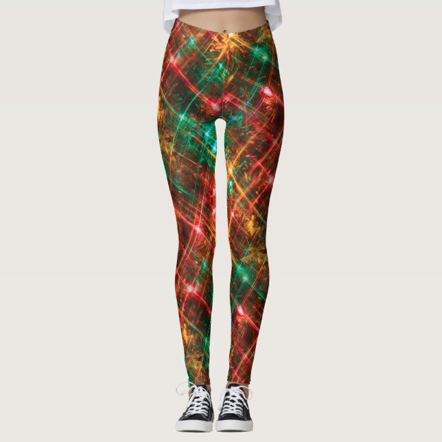 christmas tree lights xmas leggings (Front)