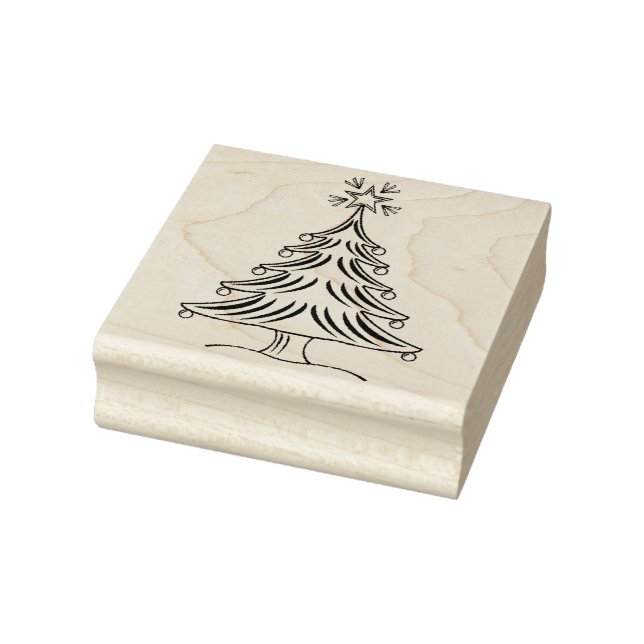 Christmas tree line drawing art stamp (Stamp)