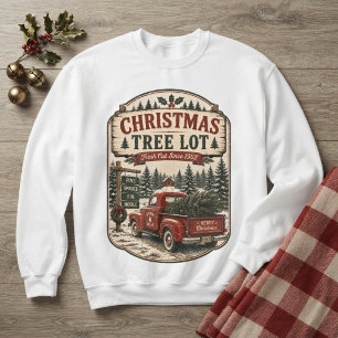 Christmas Tree Lot Vintage Red Truck Sweatshirt