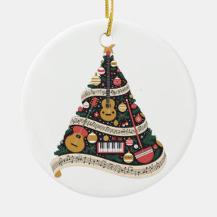 Christmas Tree Made from Musical Instruments Ceramic Tree Decoration