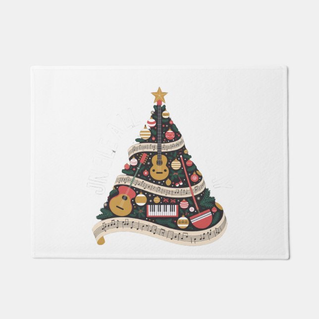 Christmas Tree Made from Musical Instruments   Doormat (Front)