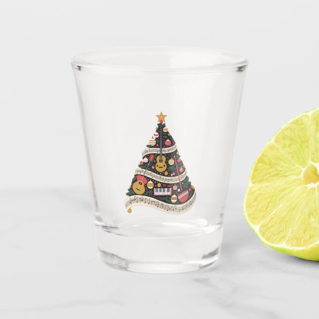 Christmas Tree Made from Musical Instruments   Shot Glass (Front)