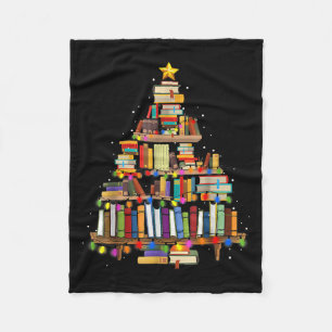 Christmas Tree Made Of Books Teacher Book Lovers C Fleece Blanket