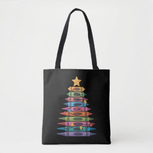 Christmas Tree Made of Crayons School Teacher Life Tote Bag