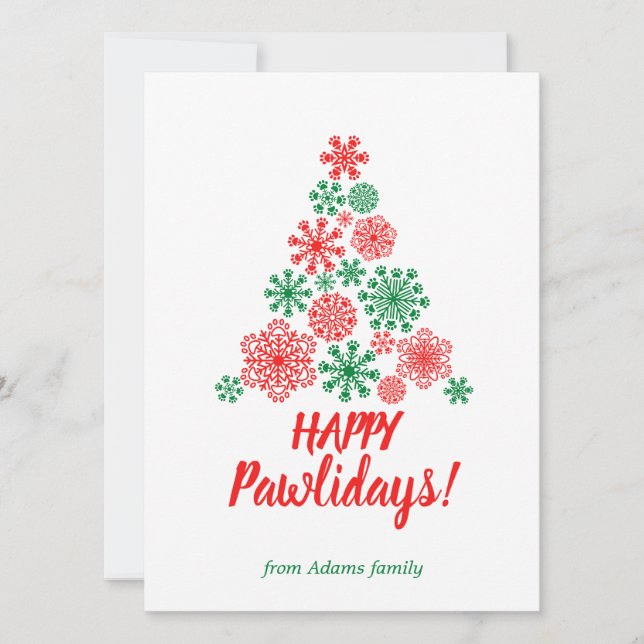 Christmas tree made of paw print snowflakes (Front)