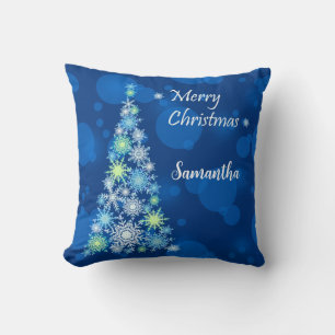 Christmas tree made of snowflakes. cushion