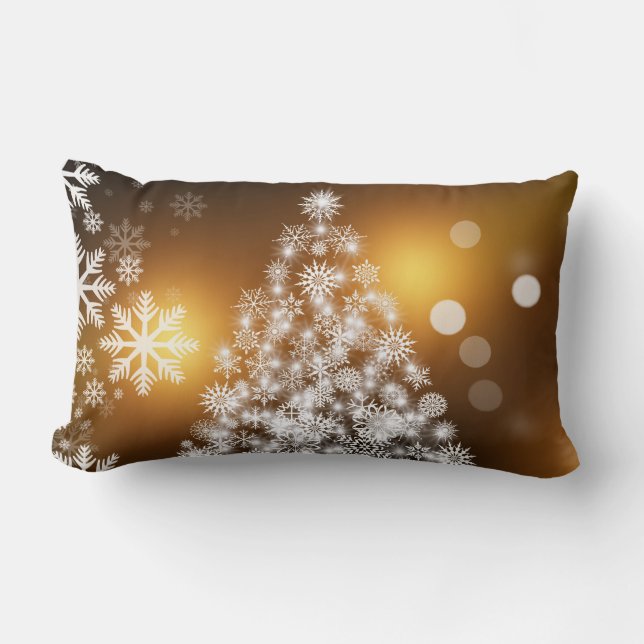 Christmas Tree Made of Snowflakes Lumbar Cushion (Front)