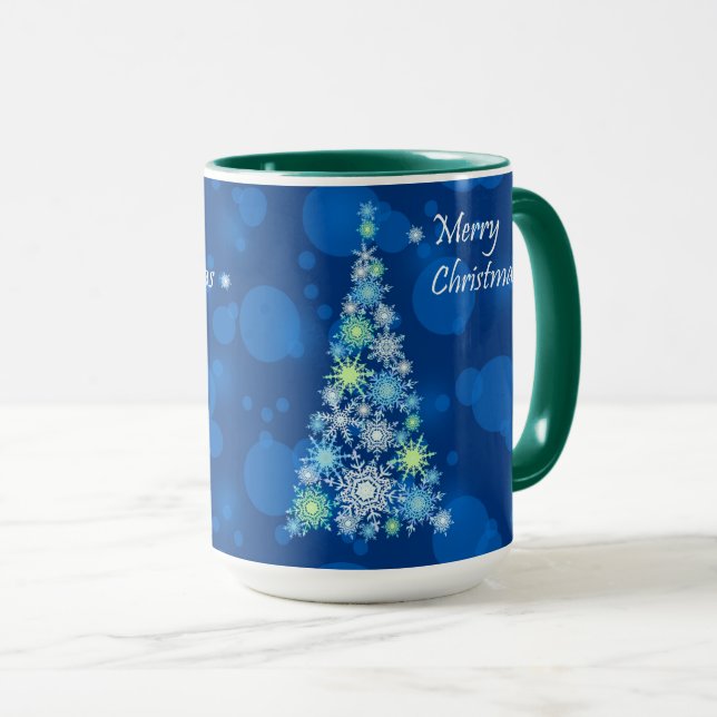 Christmas tree made of snowflakes. mug (Front Right)