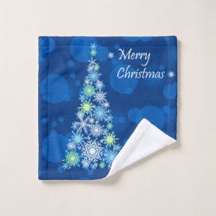 Christmas tree made of snowflakes. wash cloth