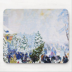 Christmas Tree Market in Russia (Boris Kustodiev) Mouse Pad