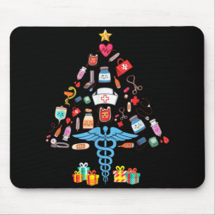 Christmas Tree Medical Tools Funny Nurse T Shirt  Mouse Pad