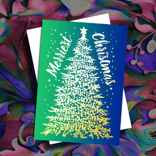Christmas Tree Merriest Christmas Blue Ombre