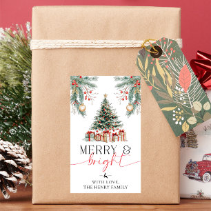 Christmas Tree Merry and Bright Gift Tag Stickers