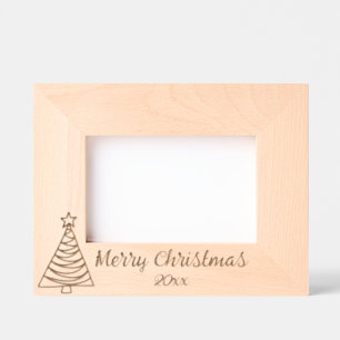 Christmas Tree Merry Christmas and Year Etched Frames