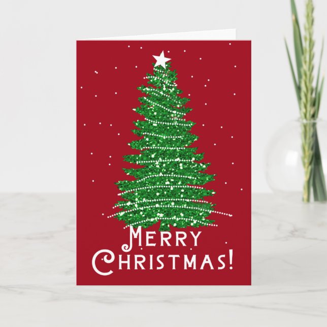 Christmas Tree Merry Christmas Cards (Front)