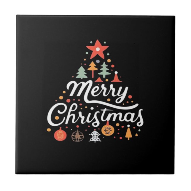 Christmas Tree Merry Christmas Classic Tile (Front)