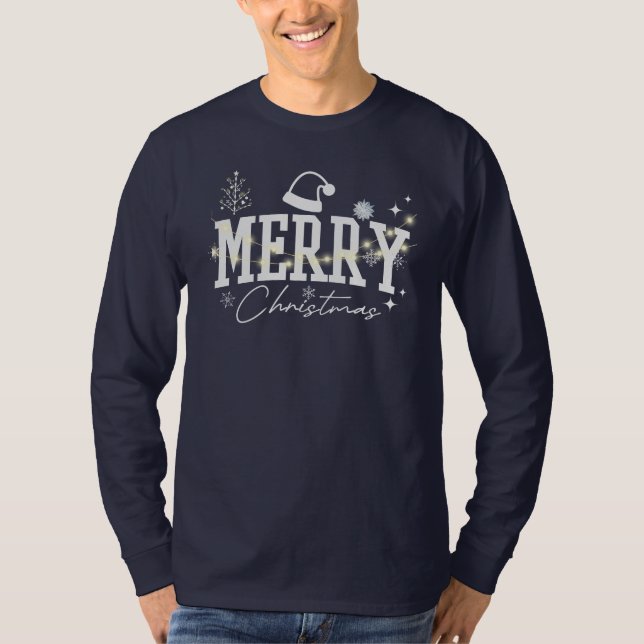 Christmas Tree-Merry Christmas Design T-Shirt (Front)