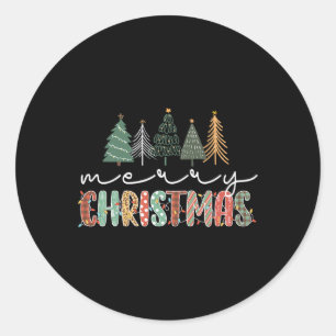 Christmas Tree Merry Christmas For Women Girls Classic Round Sticker