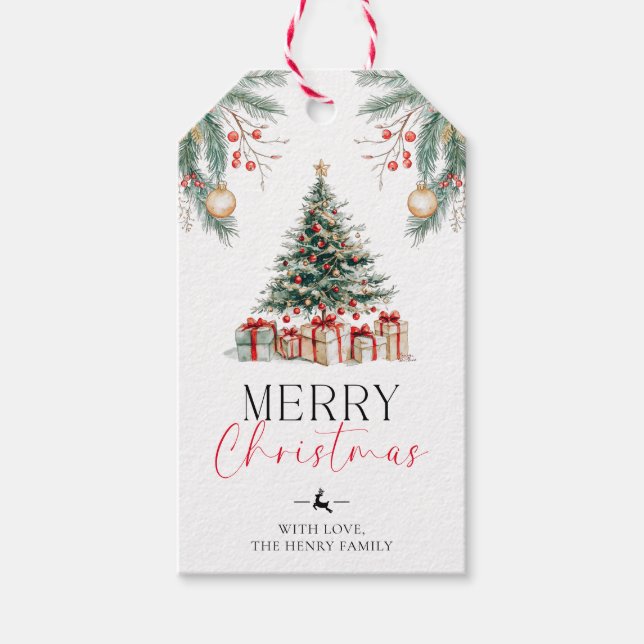 Christmas Tree Merry Christmas Gift Tags (Front)