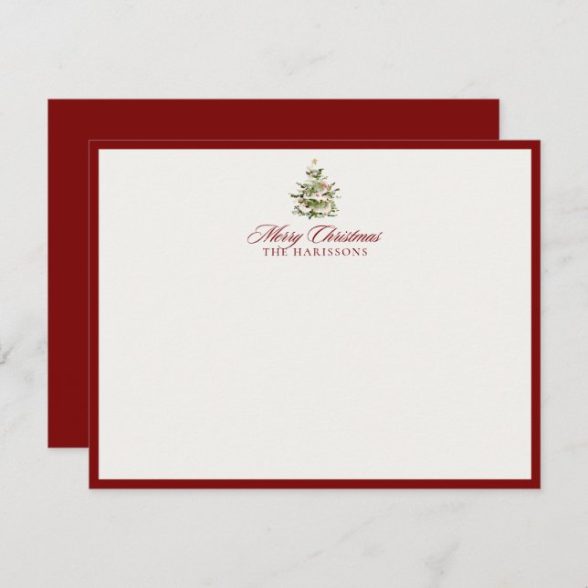 Christmas Tree Merry Christmas Note Card (Front/Back)