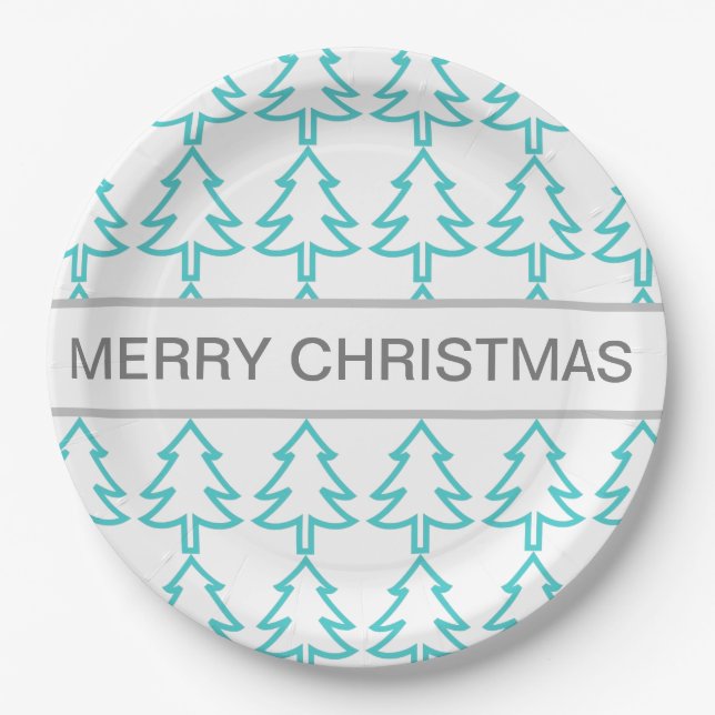 Christmas Tree Merry Christmas  Paper Plate (Front)