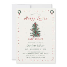 Christmas Tree Merry Little Baby Shower Invitation