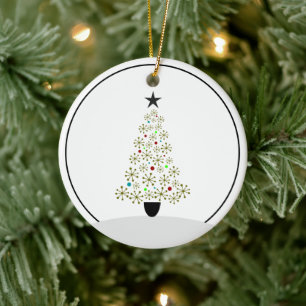 Christmas Tree - Mid Century Retro Stars Ceramic Tree Decoration