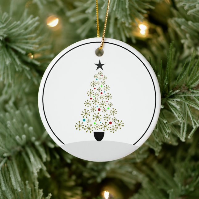 Christmas Tree - Mid Century Retro Stars Ceramic Tree Decoration (Tree)