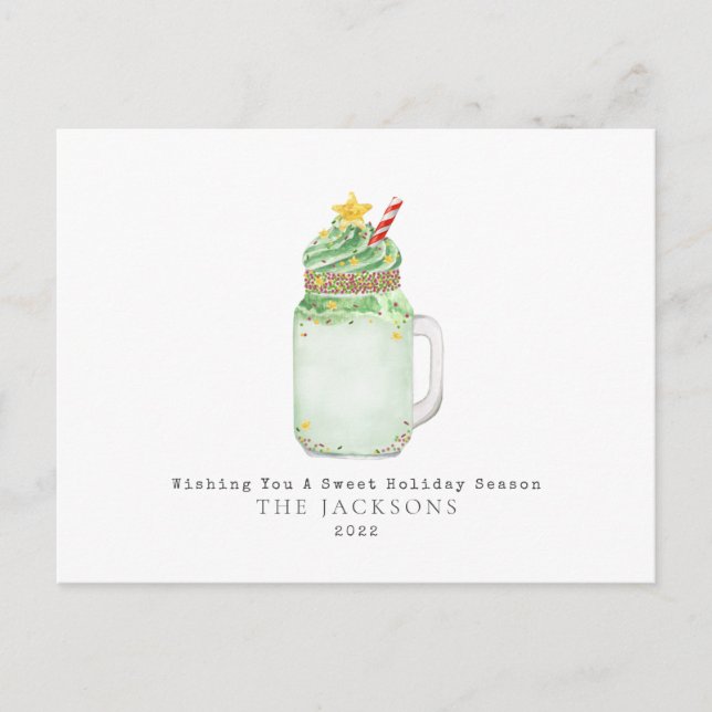 Christmas Tree Milkshake Sweet Holiday Postcard (Front)