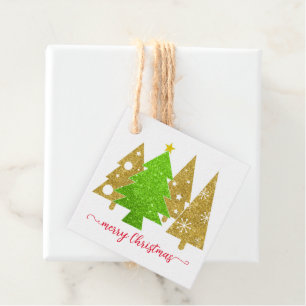 Christmas tree Minimalist Gold glitter gift Favour Tags