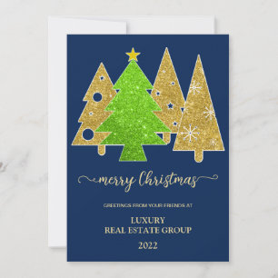 Christmas tree Minimalist Gold glitter gift Holiday Card