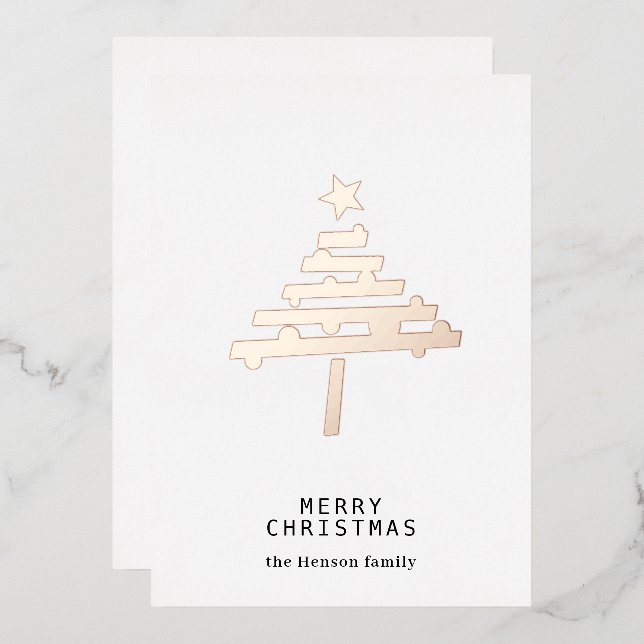Christmas Tree Minimalist Gold Rose  (Front/Back)