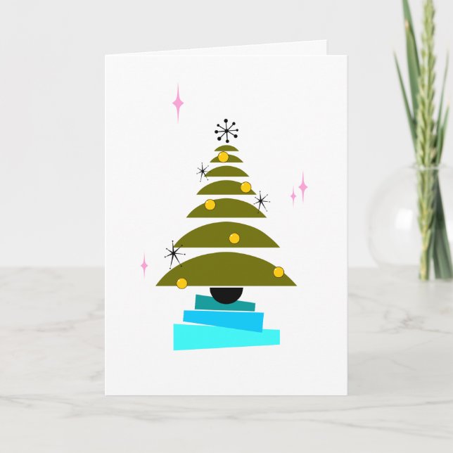 Christmas Tree - Minimalist Semicircles Holiday Card (Front)