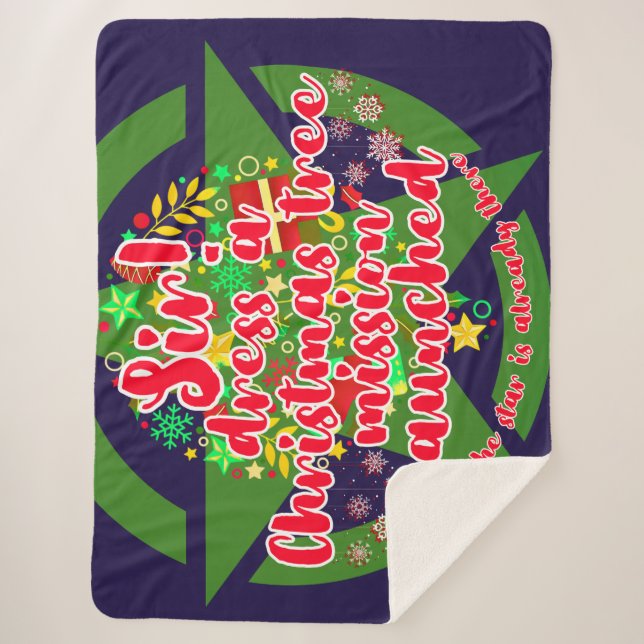 Christmas tree, mission, army sherpa blanket (Front)